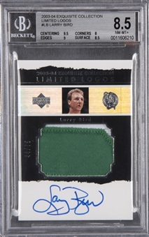 2003-04 UD "Exquisite Collection" Limited Logos #LB Larry Bird Signed Card (#44/75) - BGS NM-MT+ 8.5/BGS 10